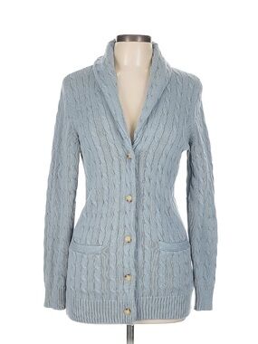 Lauren Ralph Lauren Light Blue Cable Knit Button-Front Sweater Cardigan